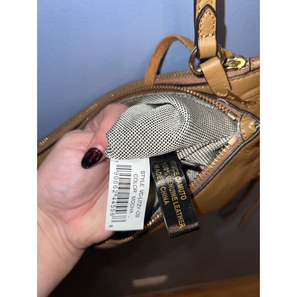 Vince Camuto Litzy Mocha Leather Fringe Crossbody Bag Western‎ Boho Chic Purse - Picture 8 of 13